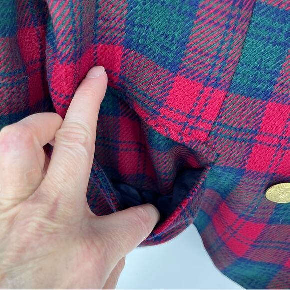 Pendleton Sz 16 Petite Wool Red Green Black Lined Blazer Tartan Vintage Holiday - Picture 7 of 16